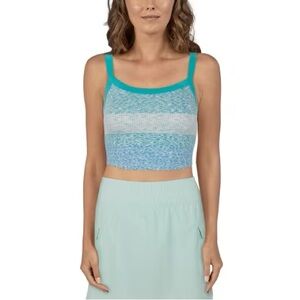 Natural Reflections Blue Striped Cropped Tank Top